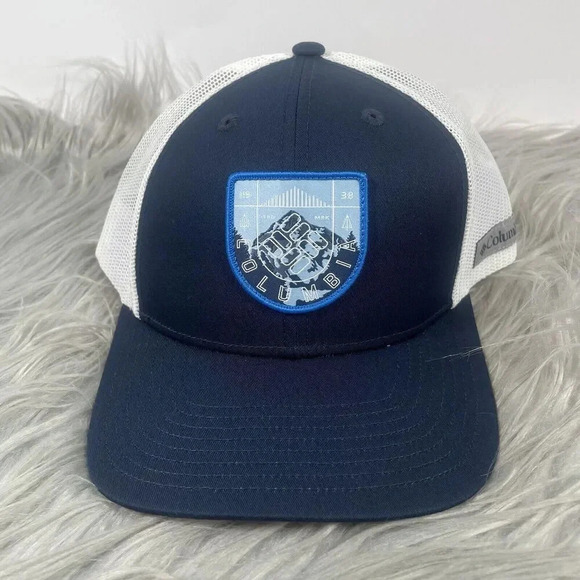 Columbia Hat Navy Blue White Mesh Snapback Baseball Cap Hiking Outdoor Range New - Picture 5 of 13